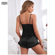 Silk Seduction: Lace Cami & Shorts Set - Naughty Nightwear