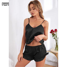Silk Seduction: Lace Cami & Shorts Set - Naughty Nightwear