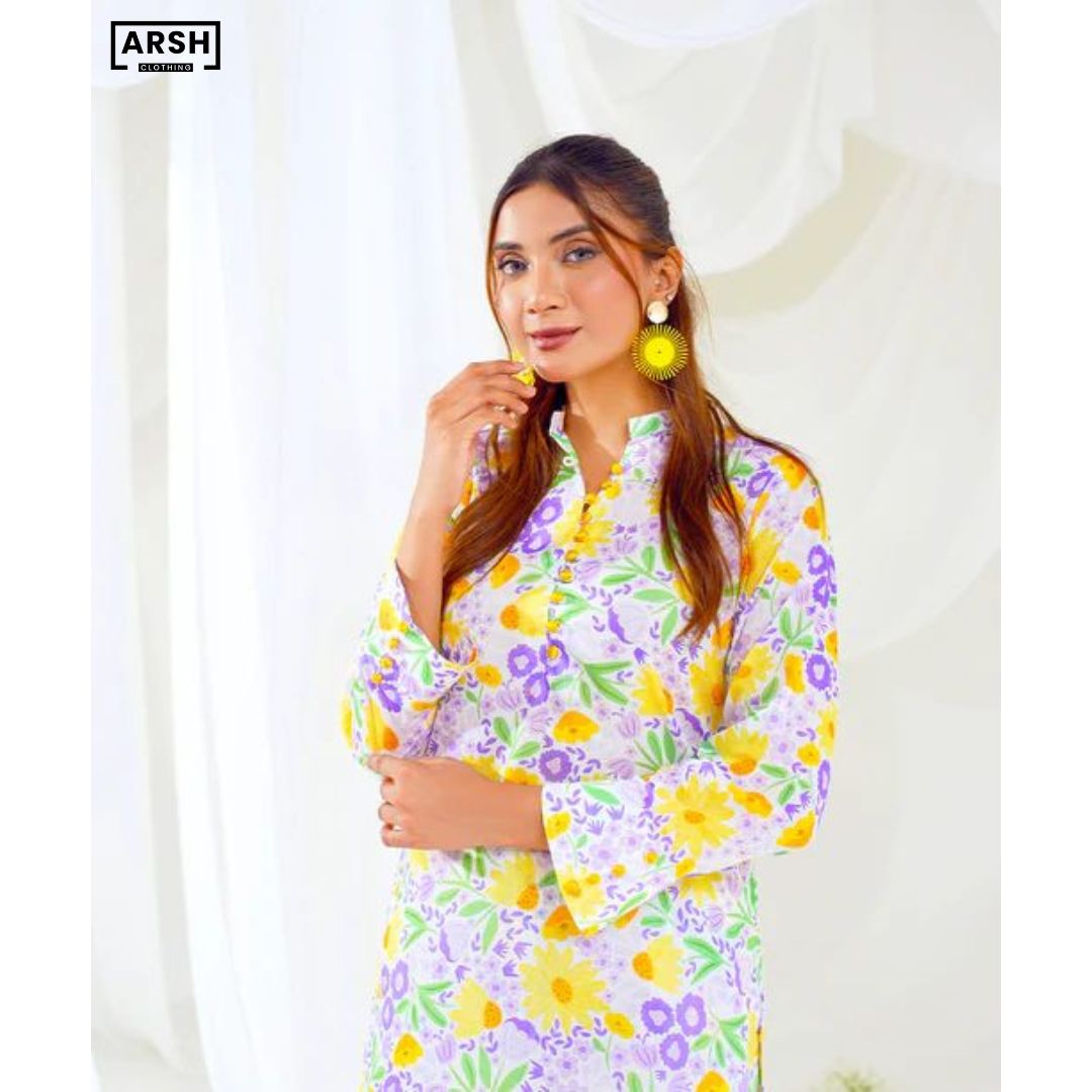 The Sunlit Blossom - Printed Lawn (PRET) - Stitched 2 Piece