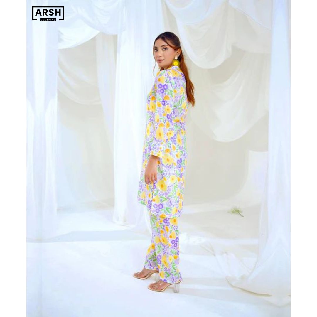 The Sunlit Blossom - Printed Lawn (PRET) - Stitched 2 Piece