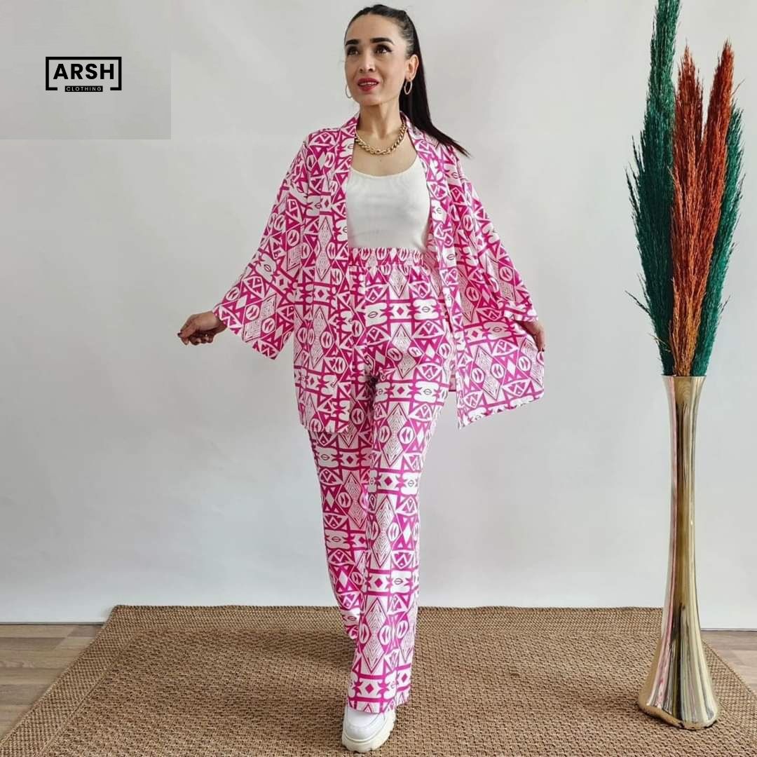 Stylish Zebra Print Coordinated Set 🐾 Trendy Gown & Trousers