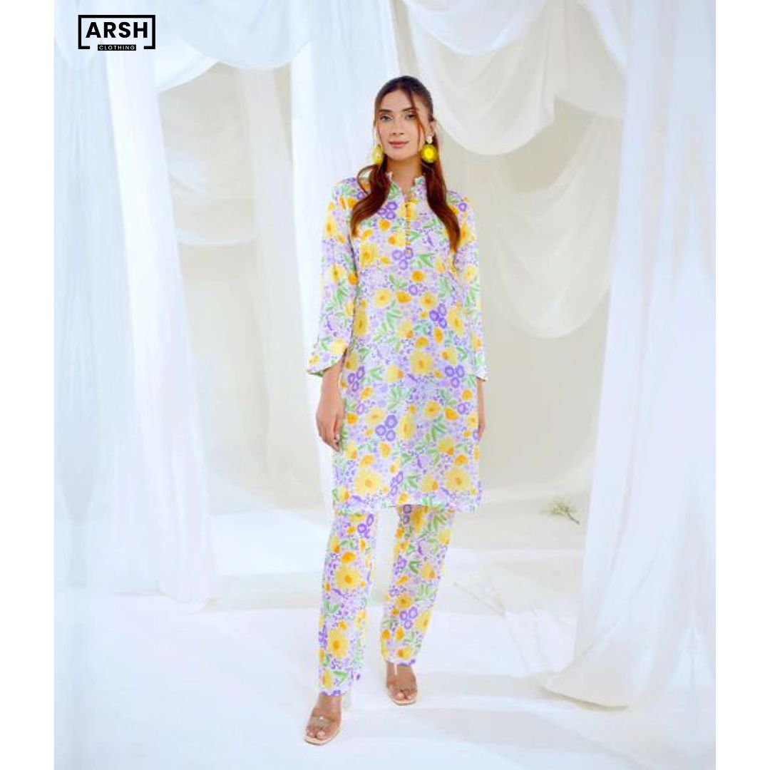 The Sunlit Blossom - Printed Lawn (PRET) - Stitched 2 Piece